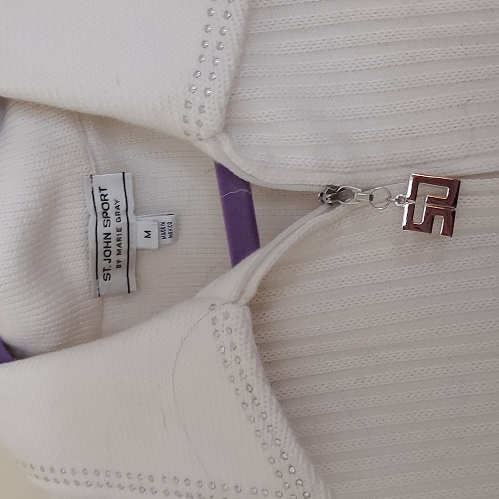 White  Womens St John Marie Gray Sweater Size M - Picture 2 of 6